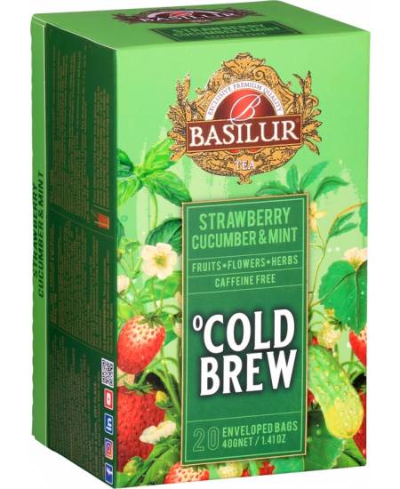 BASILUR Cold Brew Strawberry Cucumber & Mint Gastro-Teebeutel 20x2g